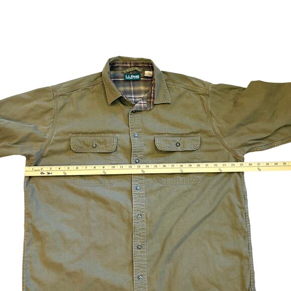 LL Bean Hurricane Shirt Mens Sz Large Green Shacket Fleece Lined Made in Canada - Picture 7 of 9